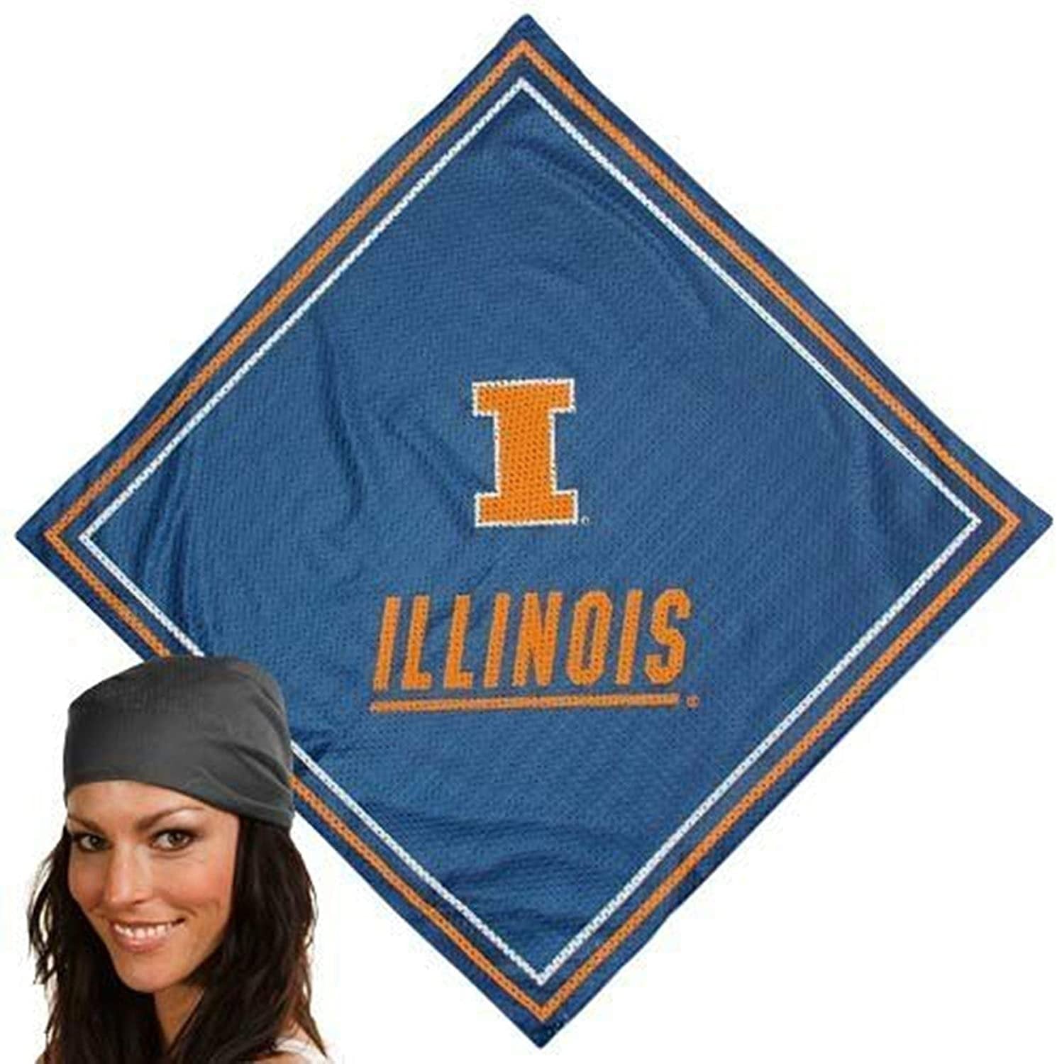 Rico Industries, Inc. Illinois Fighting Illini Jersey Mesh Design Bandana Lightweight Traditional Beanie Headband Ninja University of