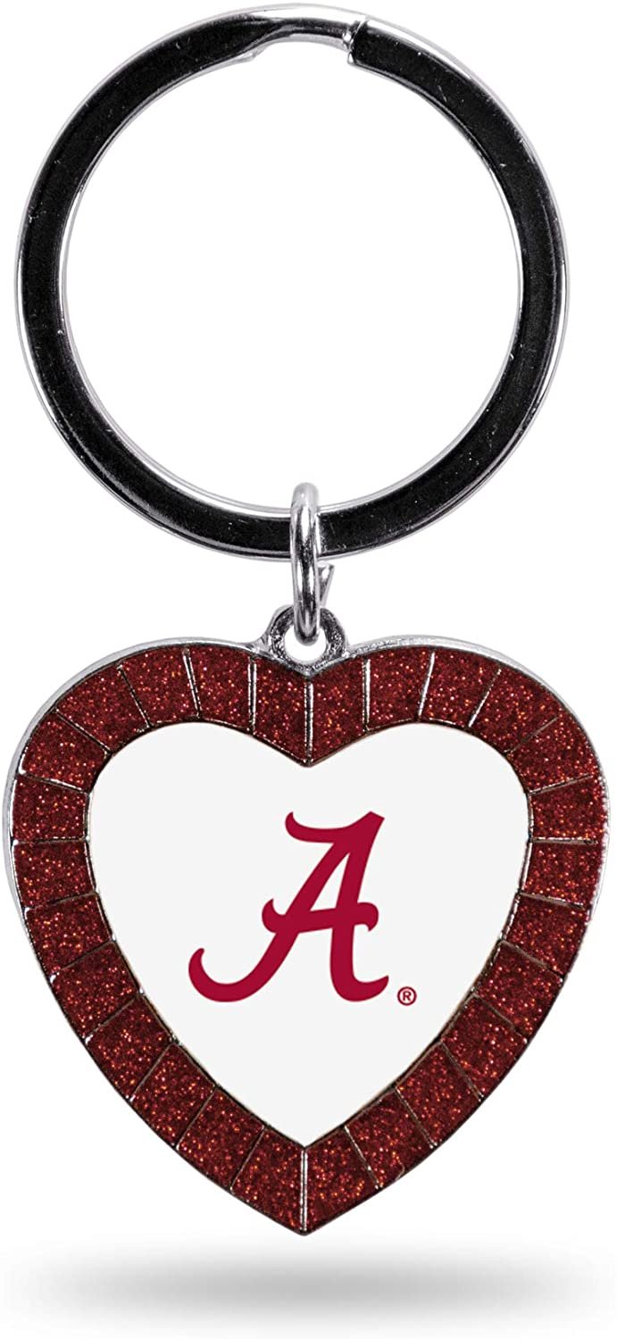 NCAA Alabama Crimson Tide NCAA Rhinestone Heart Colored Keychain, Maroon, 3-inches in length