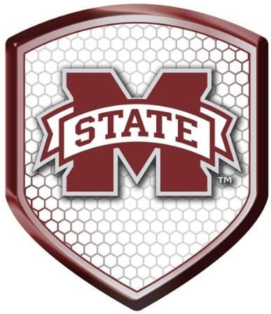 Mississippi State University Bulldogs High Intensity Reflector, Shield Shape, Raised Decal Sticker, 2.5x3.5 Inch, Home or Auto, Full Adhesive Backing