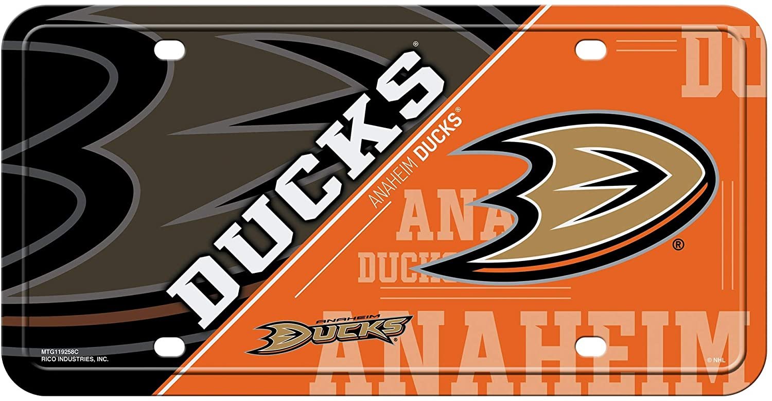 Anaheim Ducks Metal Auto Tag License Plate, Split Design, 6x12 Inch