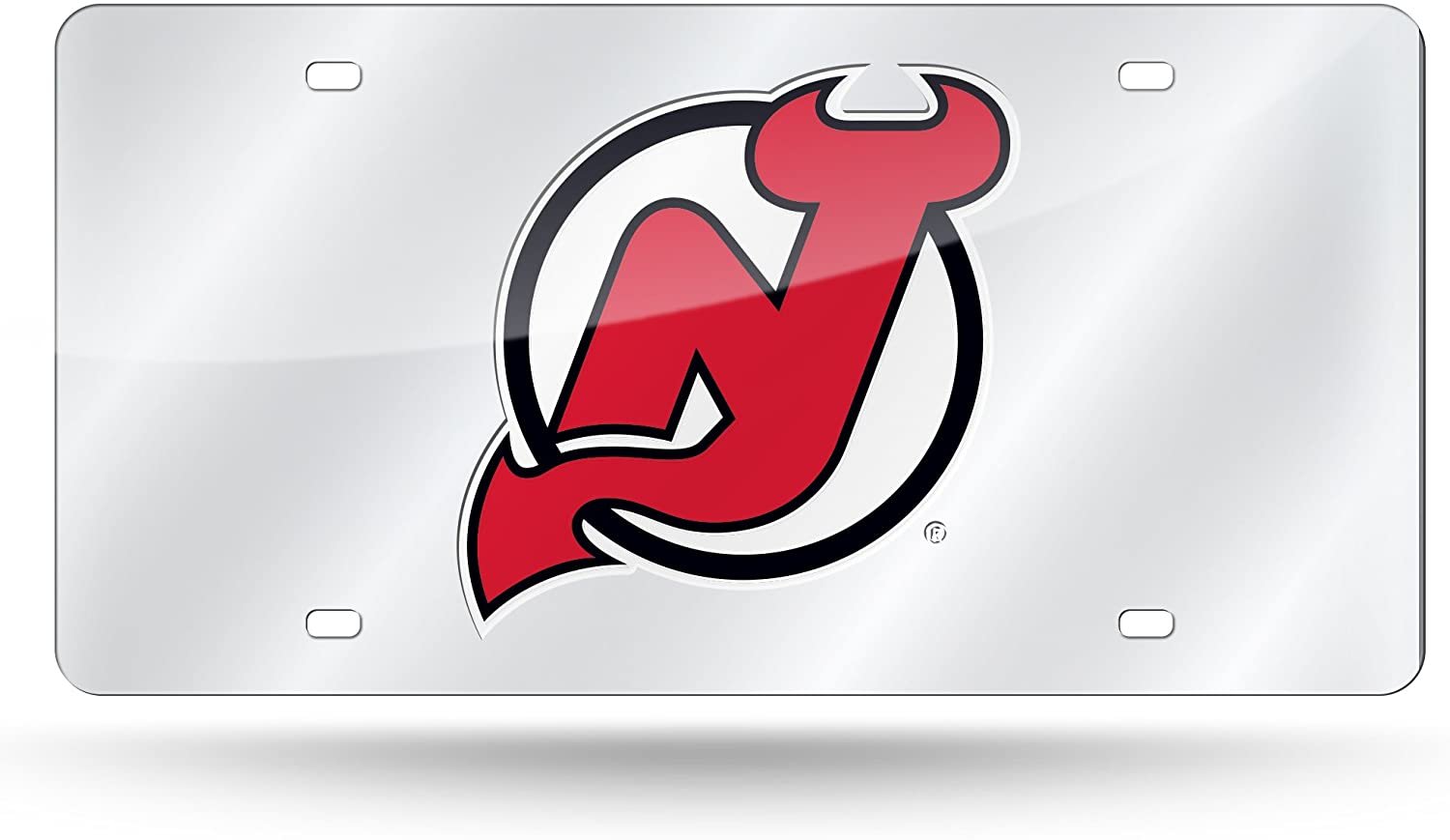 New Jersey Devils Premium Laser Cut Tag License Plate, Mirrored Acrylic Inlaid, 12x6 Inch