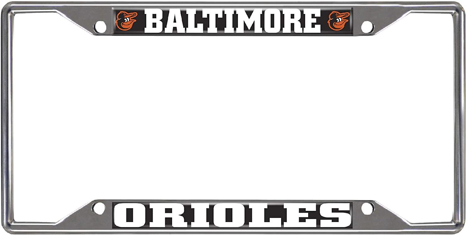 Baltimore Orioles Metal License Plate Frame Tag Cover Chrome 6x12 Inch