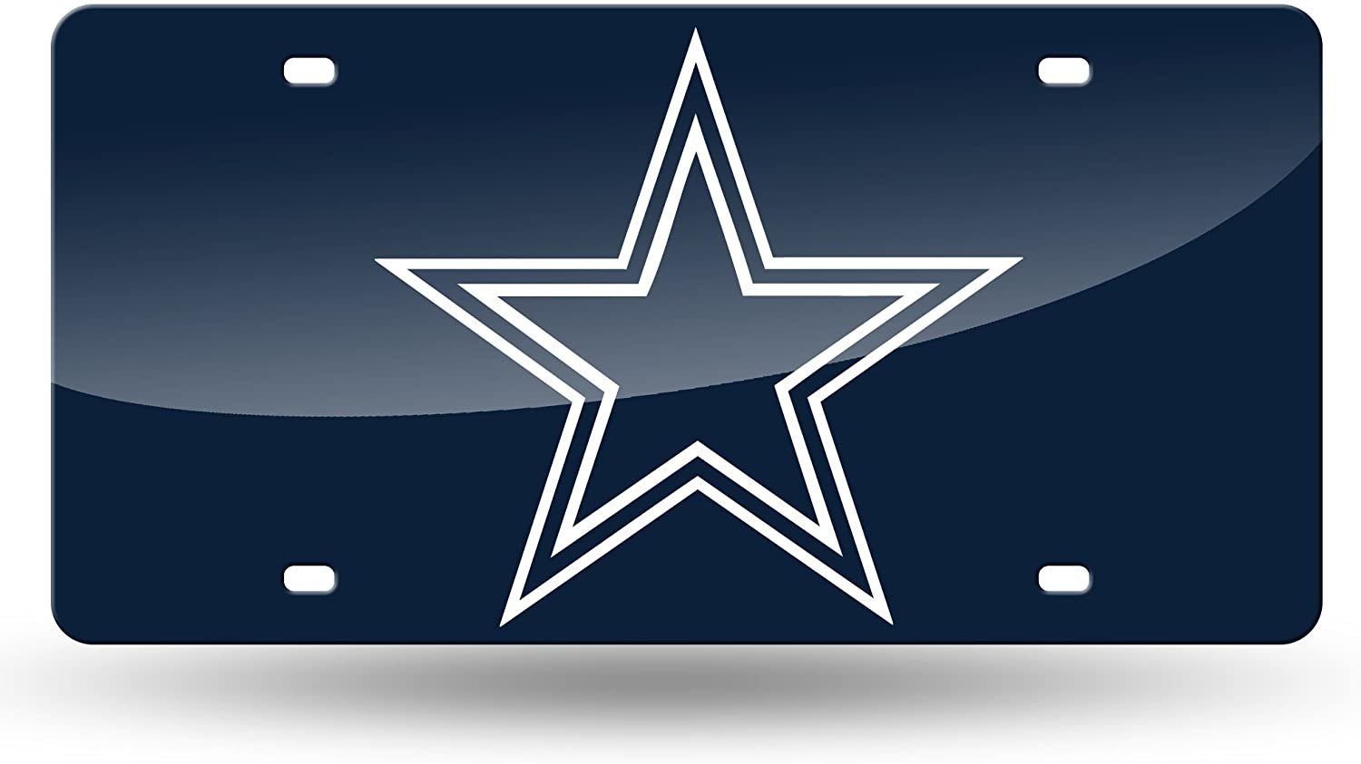 Dallas Cowboys Premium Laser Cut Tag License Plate, Blue Mirrored Acrylic Inlaid, 12x6 Inch