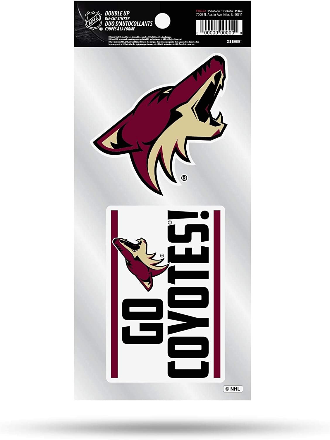Arizona Coyotes Double Up Die Cut 2-Piece Sticker Sheet
