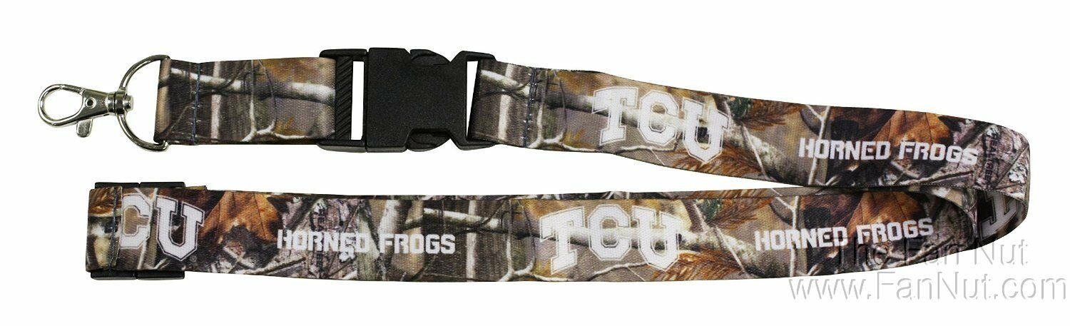 Texas Christian University TCU Horned Frogs Camo Lanyard Keychain Double Sided Breakaway Safety Design Adult 18 Inch