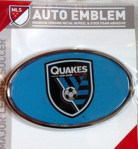 San Jose Earthquakes Quakes Raised Metal Domed Oval Color Chrome Auto Emblem Decal MLS Soccer Football Club