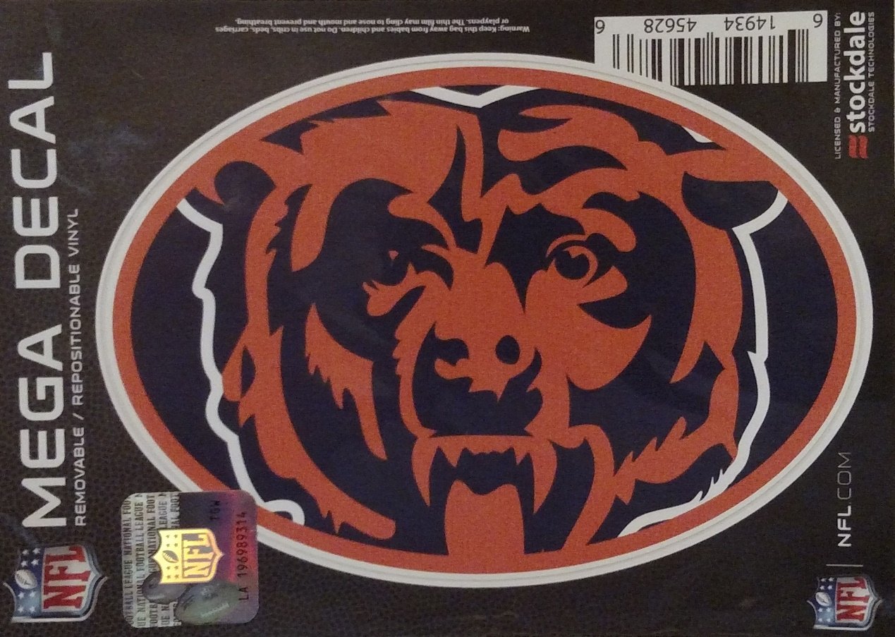 Chicago Bears 5x7 Inch Sticker Decal, Mega Logo, Flat Vinyl, Full Adhesive Backing