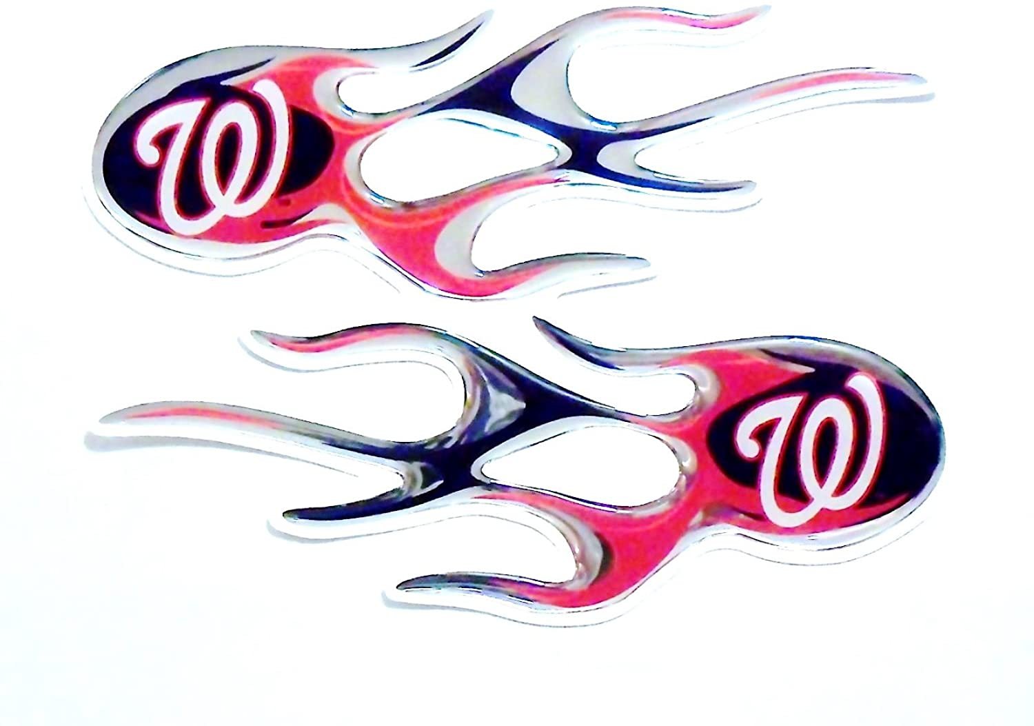 Washington Nationals W 2-Pack Drip Molded Plastic Raised Flame Flames Decal Emblem Sticker Baseball