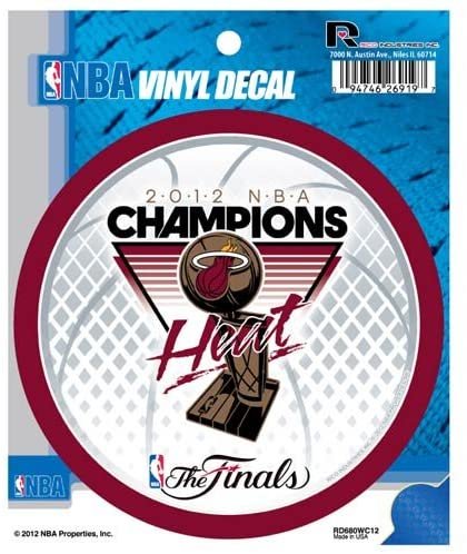 Miami Heat 2012 NBA Champions 4 Inch Round Sticker Decal, Flat Vinyl, Full Adhesive Backing