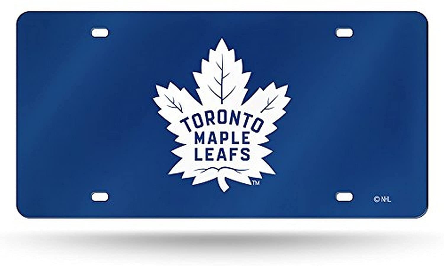 Toronto Maple Leafs Premium Laser Cut Tag License Plate, Blue Mirrored Acrylic Inlaid, 12x6 Inch
