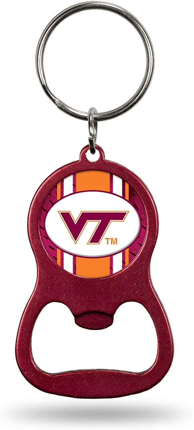 Virginia Tech Hokies Premium Solid Metal Bottle Opener Keychain, Key Ring, Team Color