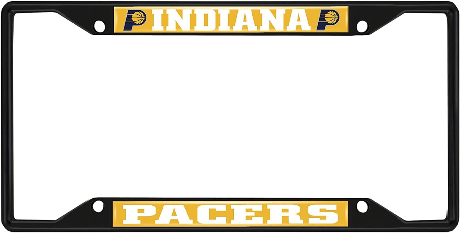 Indiana Pacers Black Metal License Plate Frame Tag Cover, 6x12 Inch