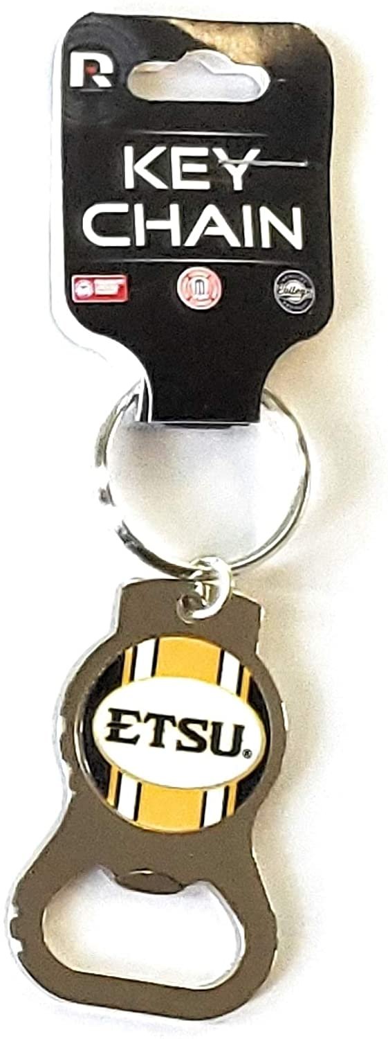 East Tennessee State University Buccaneers ETSU Premium Solid Metal Bottle Opener Keychain, Silver Key Ring, Team Logo