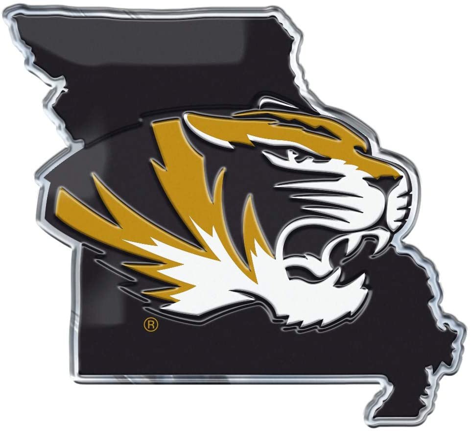 University of Missouri Tigers Auto Emblem Aluminum Metal Embossed Die Cut State Design