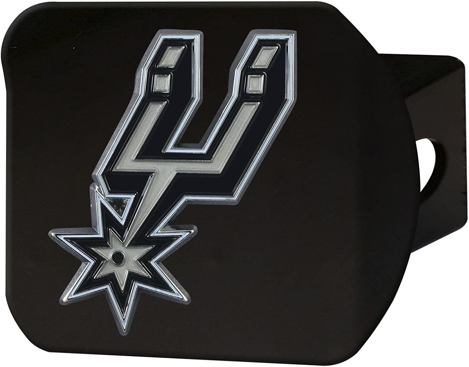 San Antonio Spurs Solid Metal Black Hitch Cover with Color Metal Emblem 2 Inch Square Type III