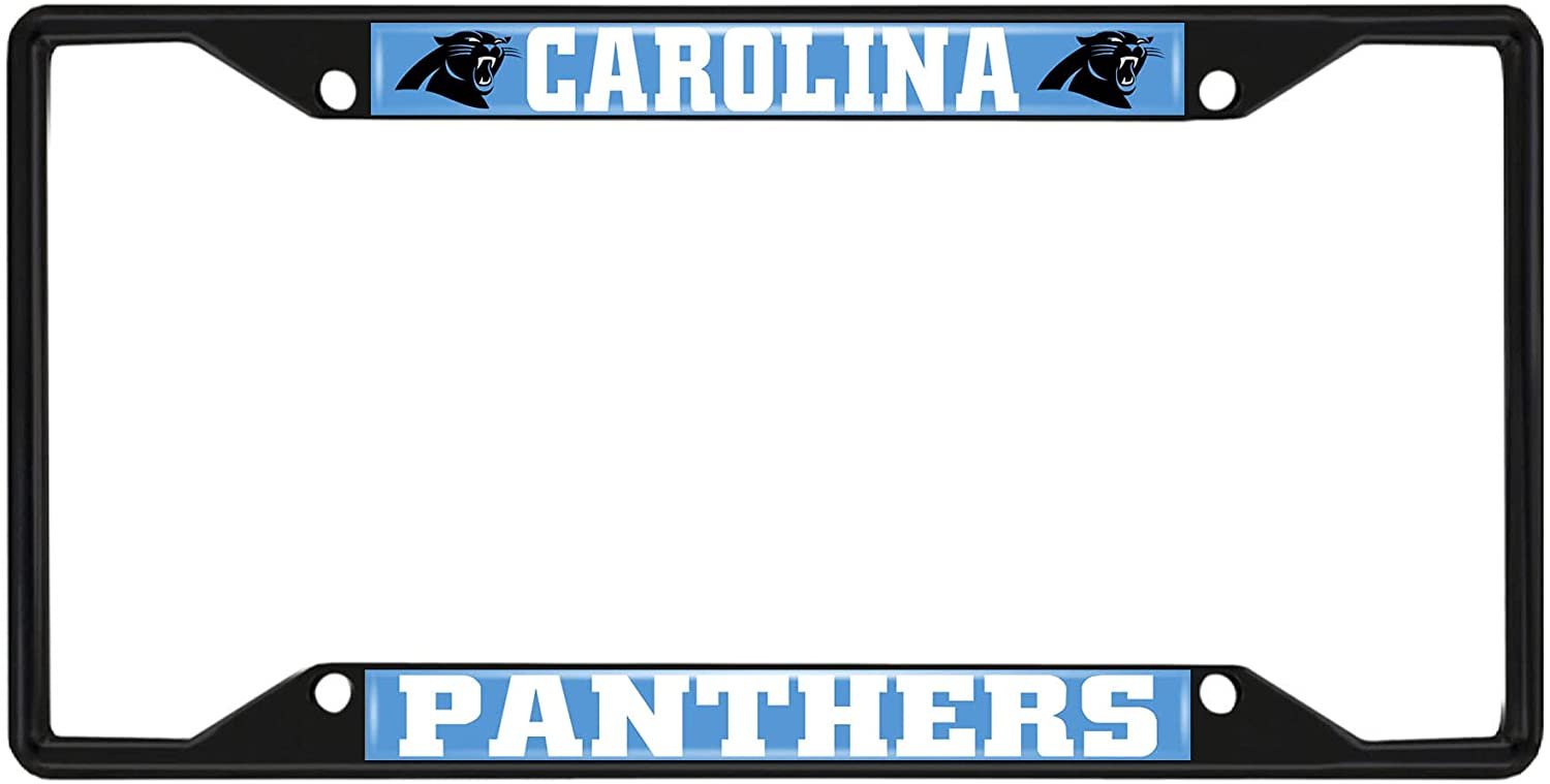 Carolina Panthers Black Metal License Plate Frame Tag Cover, 6x12 Inch