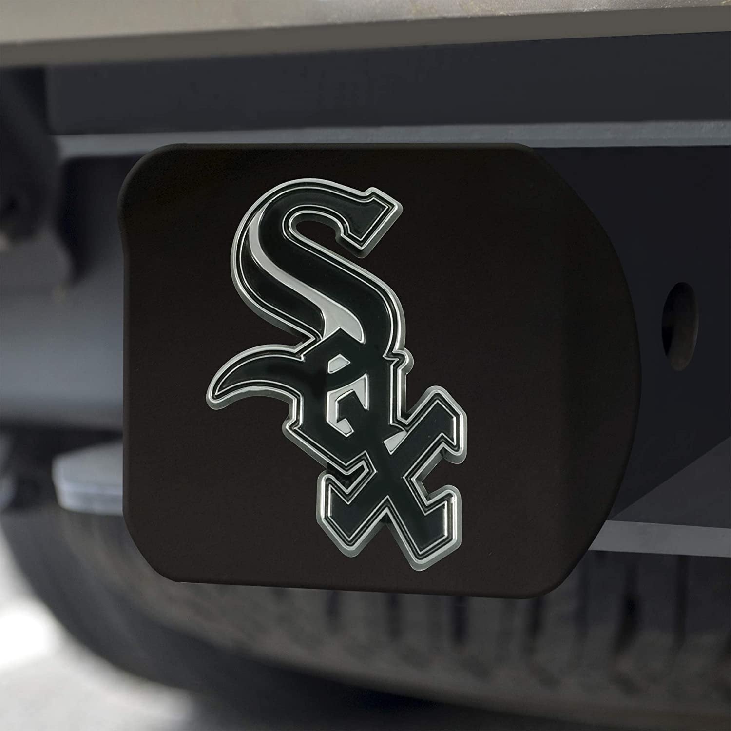 Chicago White Sox Hitch Cover Black Solid Metal with Raised Color Metal Emblem 2" Square Type III