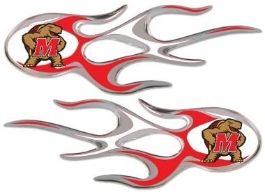 Maryland Terrapins Terps 2-Pack Flame Flames Auto Decal Emblem University of