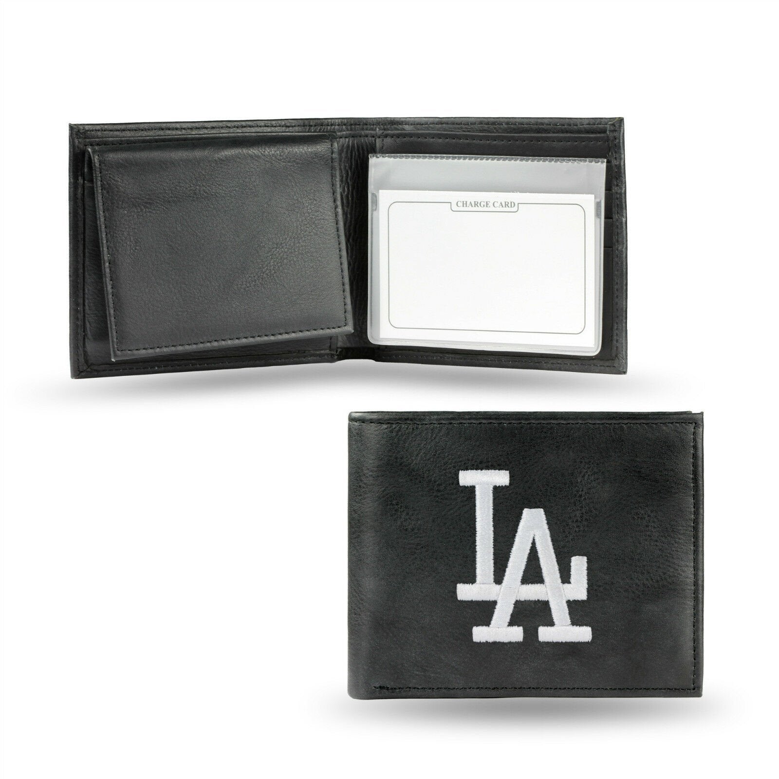 Los Angeles Dodgers Premium Black Leather Wallet, Bifold Billfold, Embroidered Logo