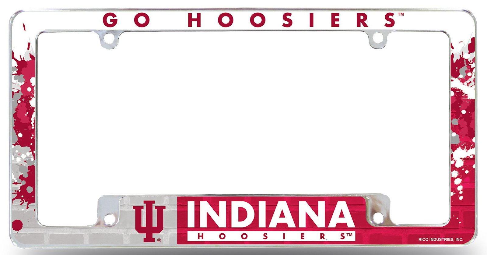 Indiana Hoosiers License Plate Frame Metal Tag Cover EZ View All Over Design Heavy Gauge University