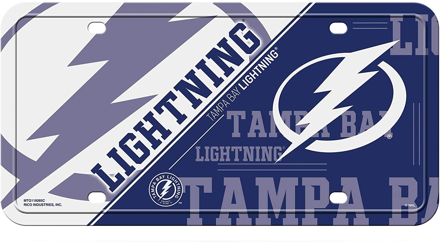 Tampa Bay Lightning Metal Auto Tag License Plate, Split Design, 6x12 Inch