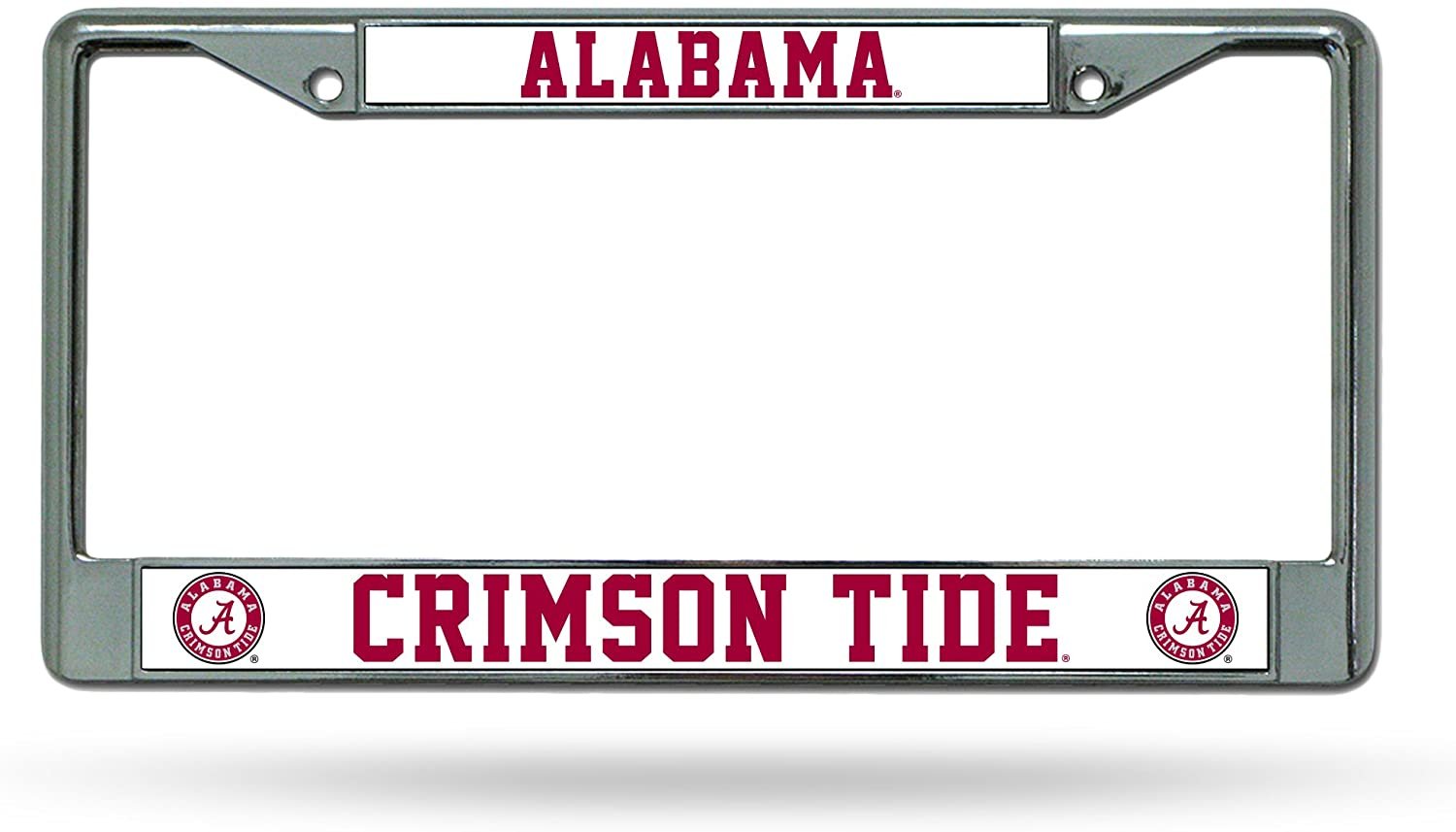 University of Alabama Crimson Tide Premium Metal License Plate Frame Chrome Tag Cover, 12x6 Inch