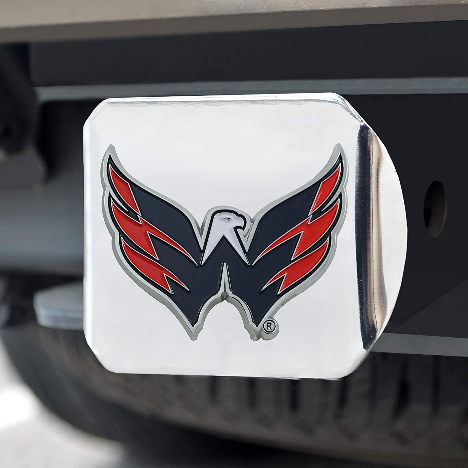 Washington Capitals Hitch Cover Solid Metal with Raised Color Metal Emblem 2" Square Type III