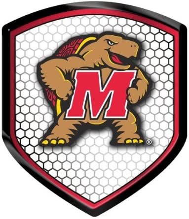 University of Maryland Terrapins High Intensity Reflector, Shield Shape, Raised Decal Sticker, 2.5x3.5 Inch, Home or Auto, Full Adhesive Backing