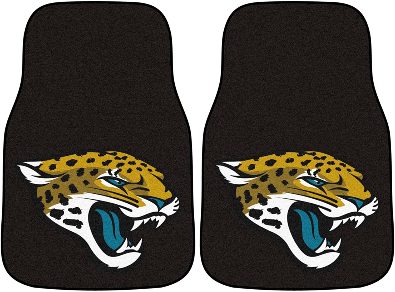 Jacksonville Jaguars Front Floor Mats, Carpet Car Set, 18x27 Inch, Nylon, Set of 2