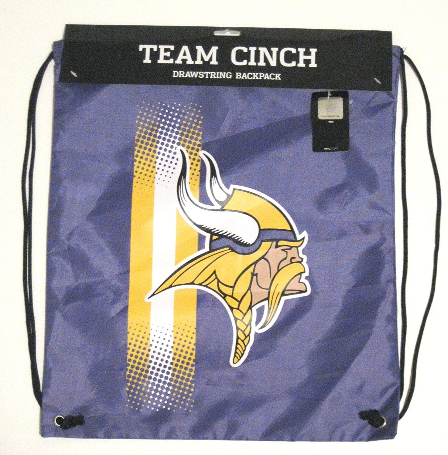 Minnesota Vikings Cinch Bag Drawstring Backpack Bag Football Back Sack 17x13 Inch