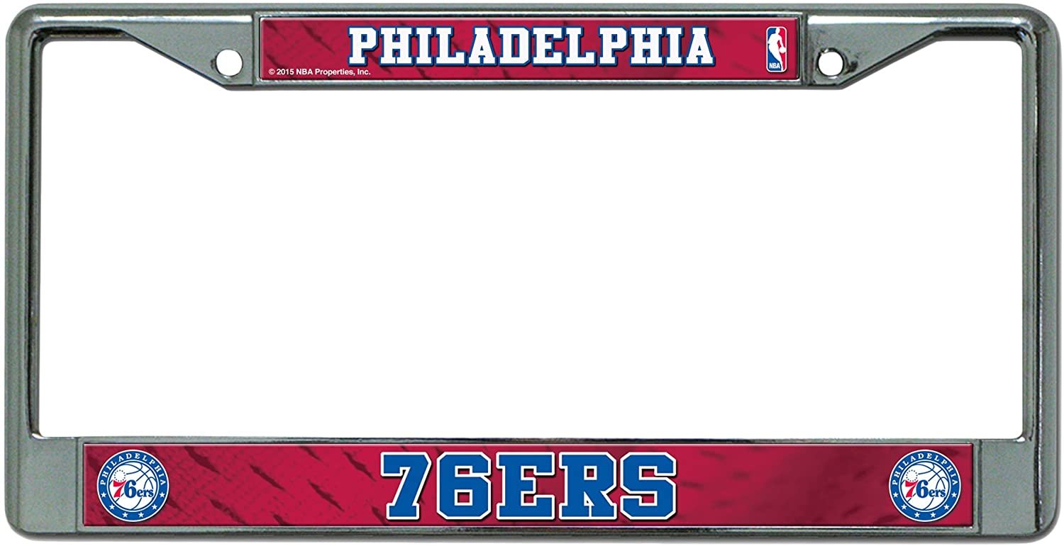 Philadelphia 76ers Premium Metal License Plate Frame Chrome Tag Cover, 12x6 Inch