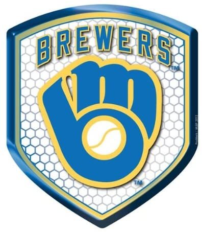 Milwaukee Brewers High Intensity Reflector, Shield Shape, Raised Decal Sticker, 2.5x3.5 Inch, Home or Auto, Full Adhesive Backing