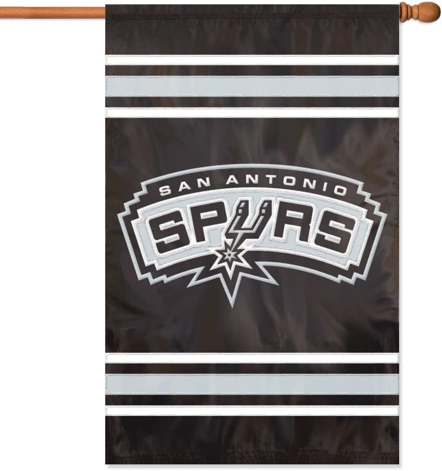 San Antonio Spurs House Banner Flag Applique Embroidered Double Sided 44 x 28