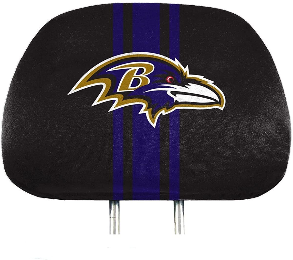 Baltimore Ravens Premium Pair of Auto Head Rest Covers, Full Color Printed, Elastic, 10x14 Inch
