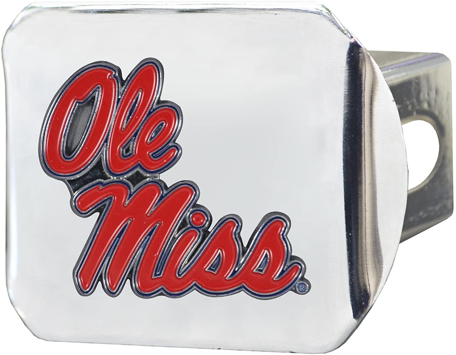 Mississippi Rebels Ole Miss Hitch Cover Solid Metal with Raised Color Metal Emblem 2" Square Type III University of