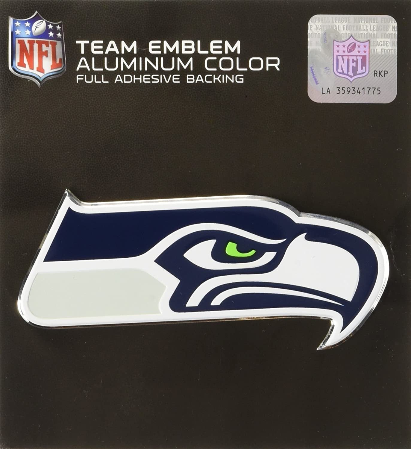 Seattle Seahawks Auto Emblem, Aluminum Metal, Embossed Team Color, Raised Decal Sticker, Full Adhesive Backing