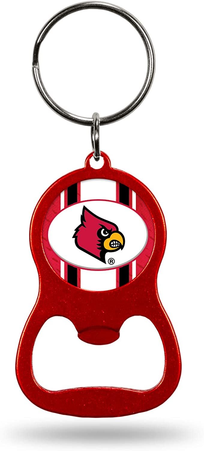 University of Louisville Cardinals Premium Solid Metal Bottle Opener Keychain, Key Ring, Team Color