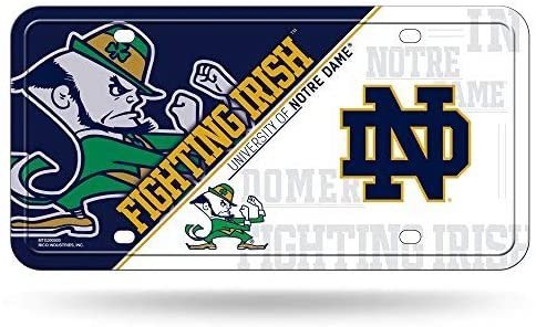 University of Notre Dame Fighting Irish Metal Auto Tag License Plate, Split Design, 6x12 Inch