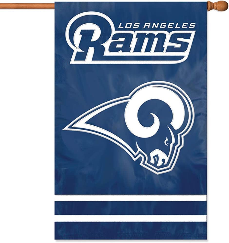 Los Angeles Rams Premium Double Sided Banner Flag Embroidered Applique 28x44 Inches PV