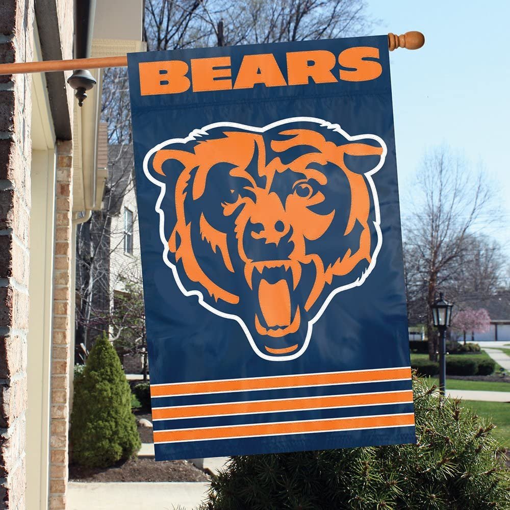 Chicago Bears Banner Flag Premium Double Sided Embroidered Applique 28x44 Inch