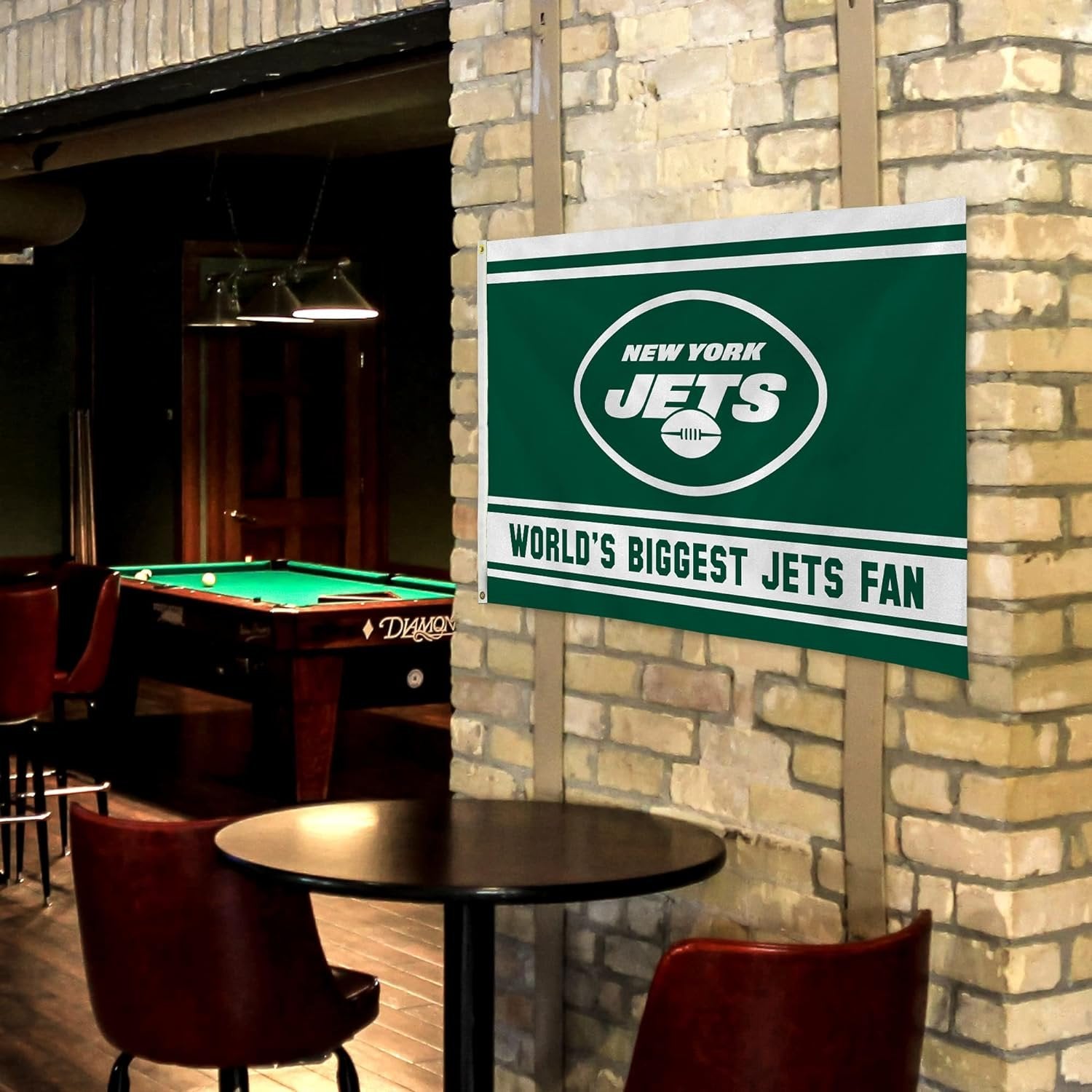 New York Jets 3x5 Feet Flag Banner, World's Biggest Fan, Metal Grommets, Single Sided, Indoor or Outdoor Use