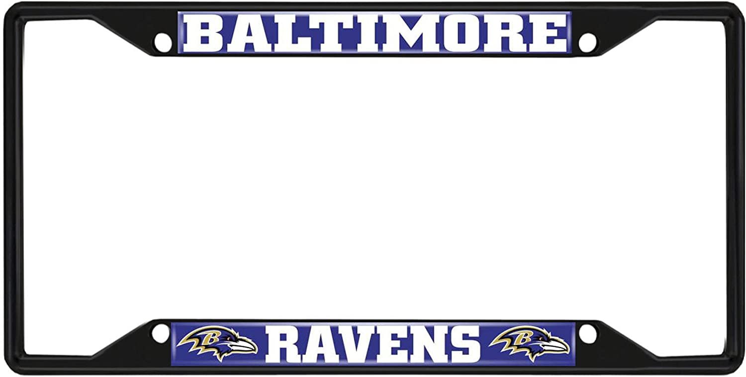 FANMATS 31345 Baltimore Ravens Metal License Plate Frame Black Finish