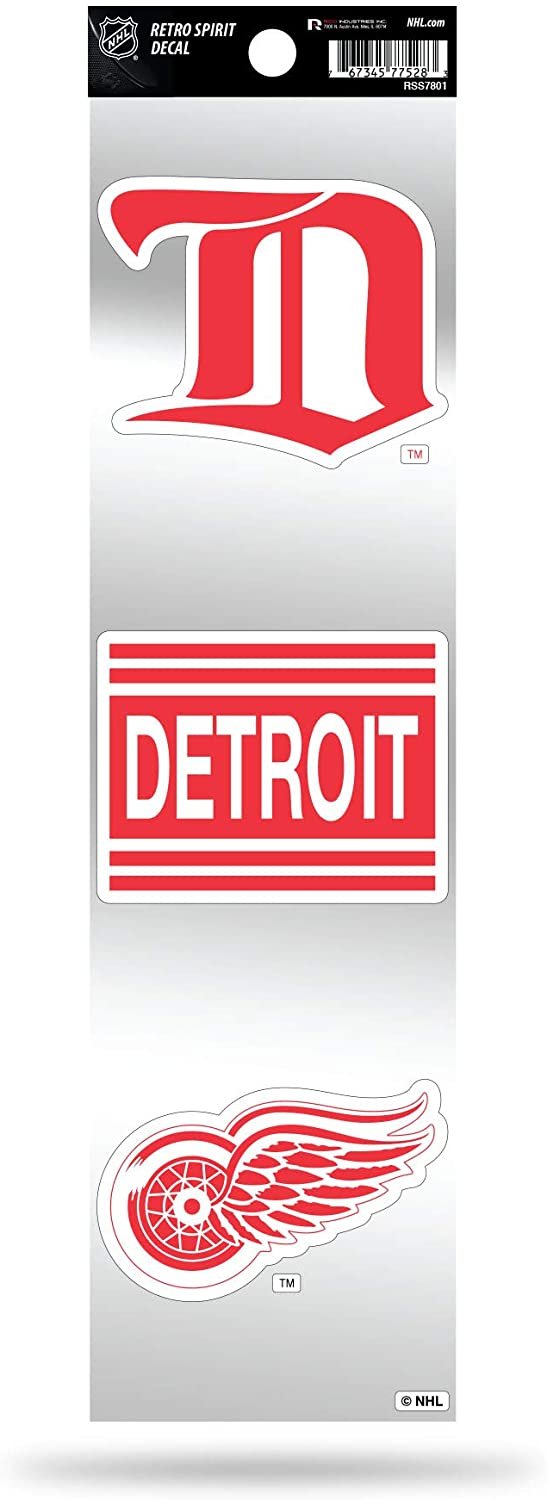 Detroit Red Wings 3pc Retro Spirit Decals Premium Throwback Stickers