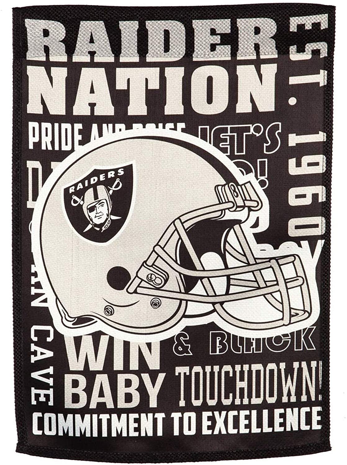 Las Vegas Raiders Premium Double Sided Garden Flag Banner, Fan Rules Style, 13x18 Inch, Display Pole Sold Separately