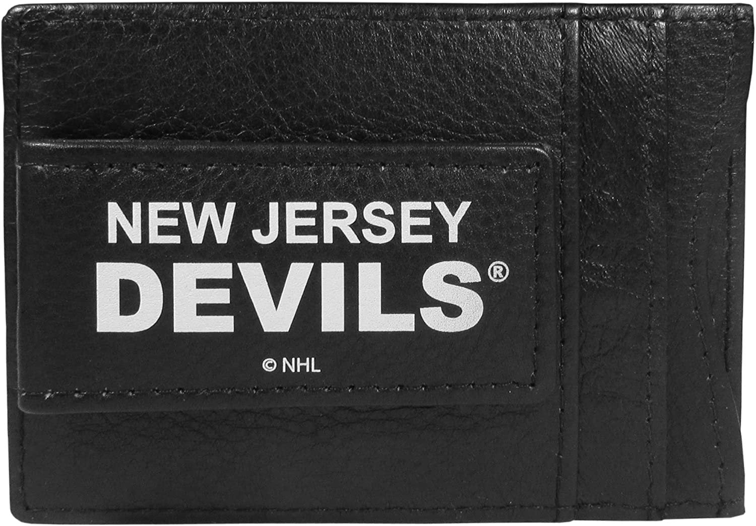 New Jersey Devils Black Leather Wallet, Front Pocket Magnetic Money Clip, Printed Logo