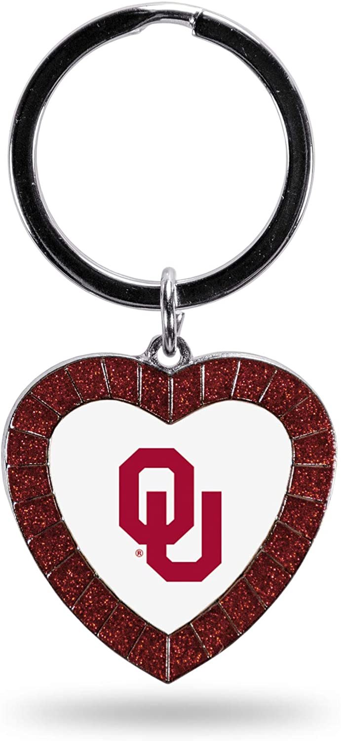 University of Oklahoma Sooners Keychain Color Rhinestone Heart