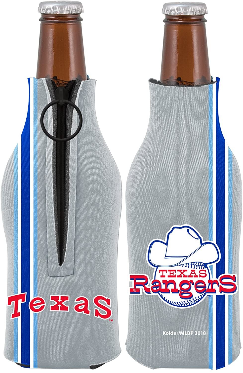 Texas Rangers 2-Pack Zipper Bottle Retro Throwback Beverage Insulator Neoprene Holder Cooler Baseball