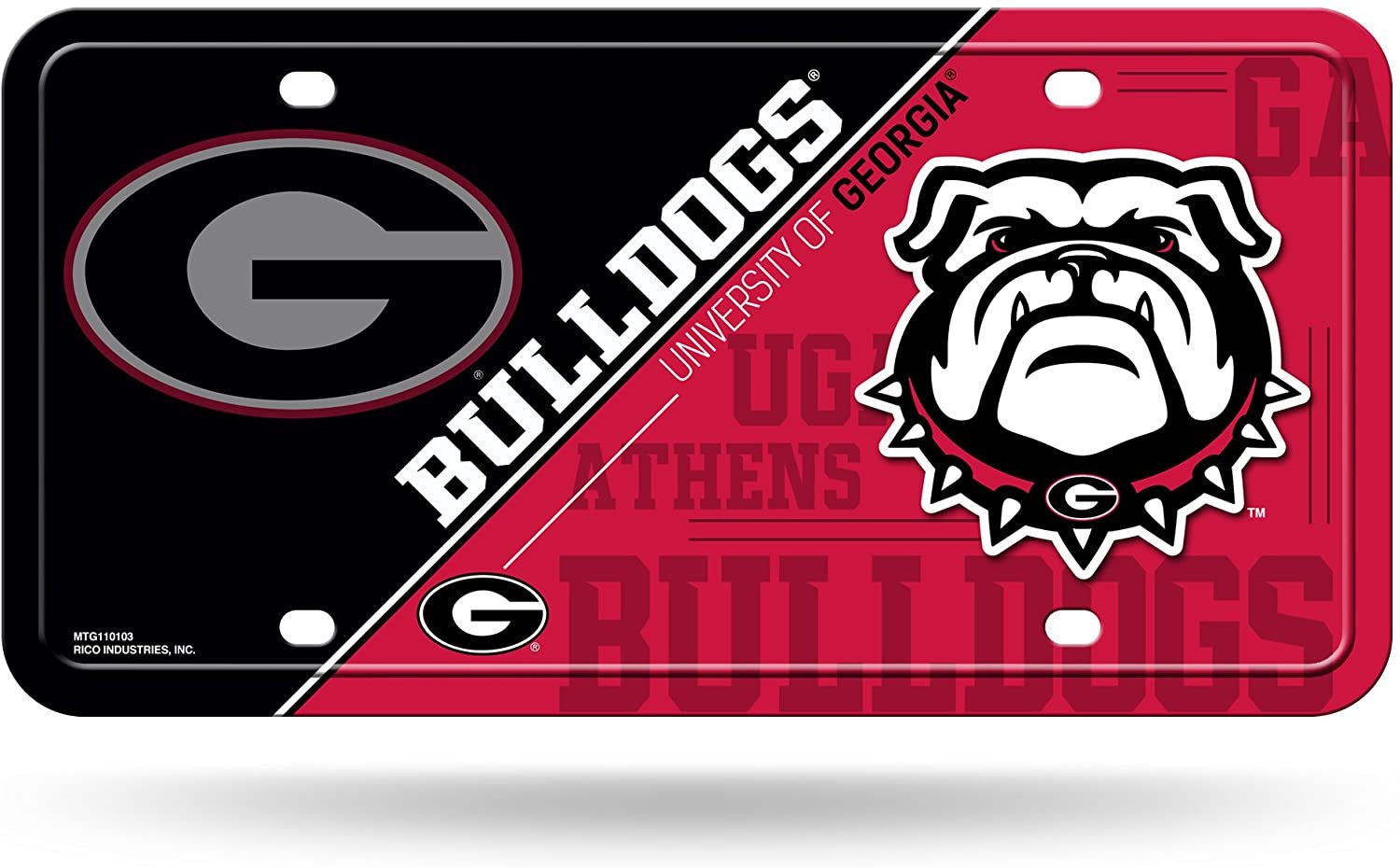 University of Georgia Bulldogs Metal Auto Tag License Plate, Split Design, 6x12 Inch