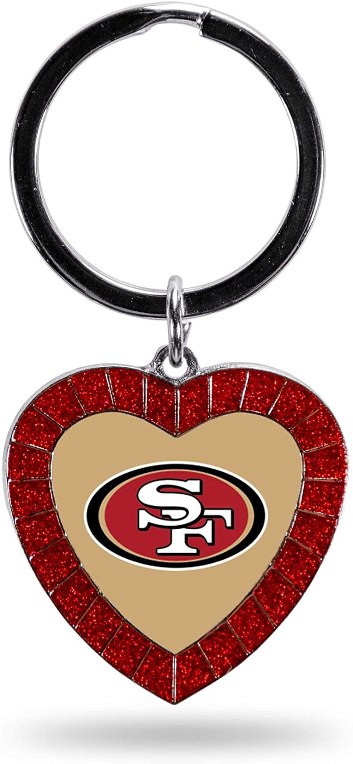 San Francisco 49ers Keychain Color Rhinestone Heart