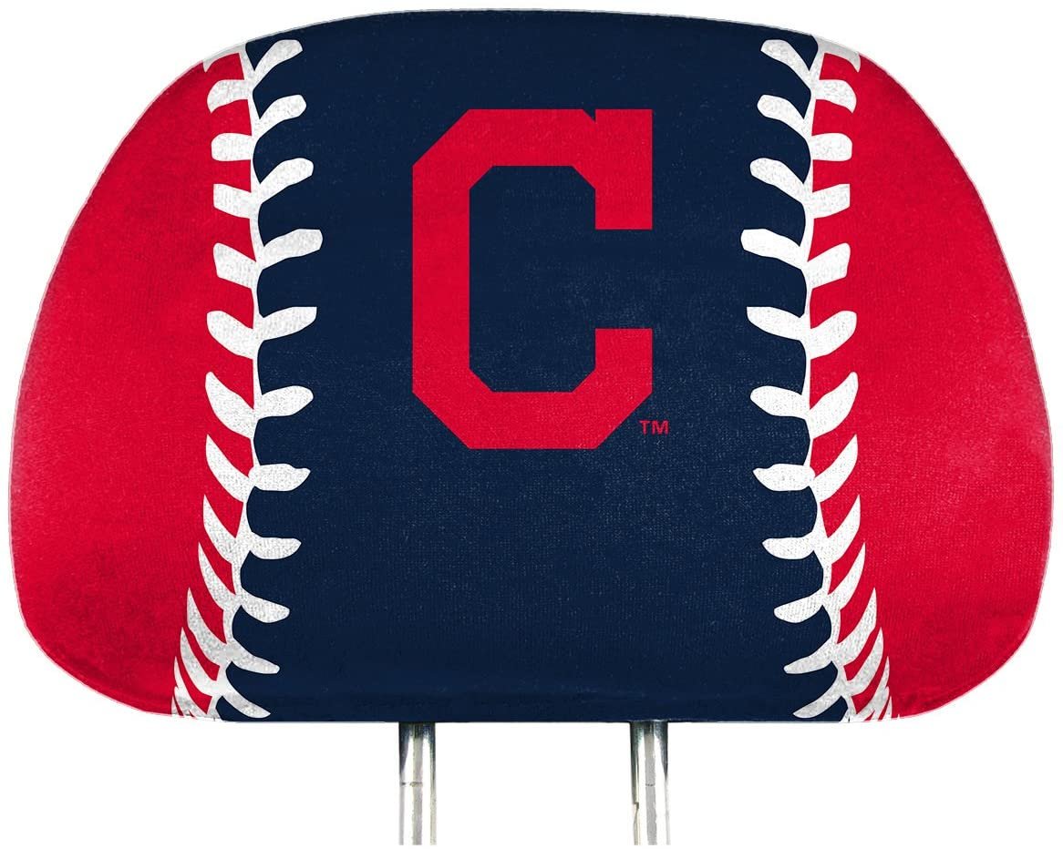 Cleveland Indians Pair of Premium Auto Head Rest Covers, Full Color Printed, Elastic, 14x10 Inch